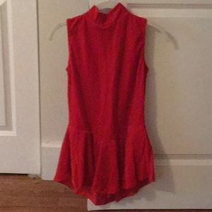 Red velvet mock turtle figure skating dress